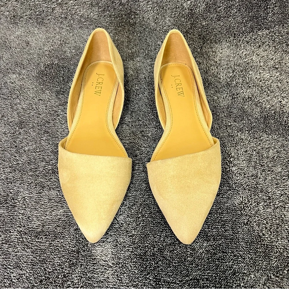 J Crew Zoe D'Orsay Flats Women's Size 6.5 Beige Tan Brown Pointed Toe Suede Shoe - Picture 2 of 9
